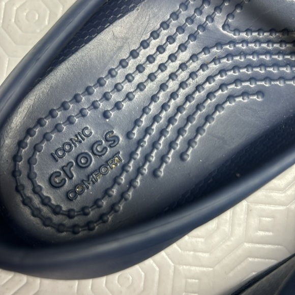 Crocs Slip On Shoes Navy Blue with Pink Bows and Glitter Strap Child’s Size 8 - Picture 7 of 10